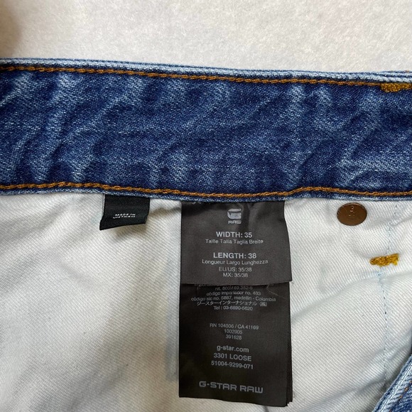 G-Star Raw Mens 35x38 Long 3301 Relaxed Fit Medium Wash Straight Leg Jeans - Picture 10 of 11